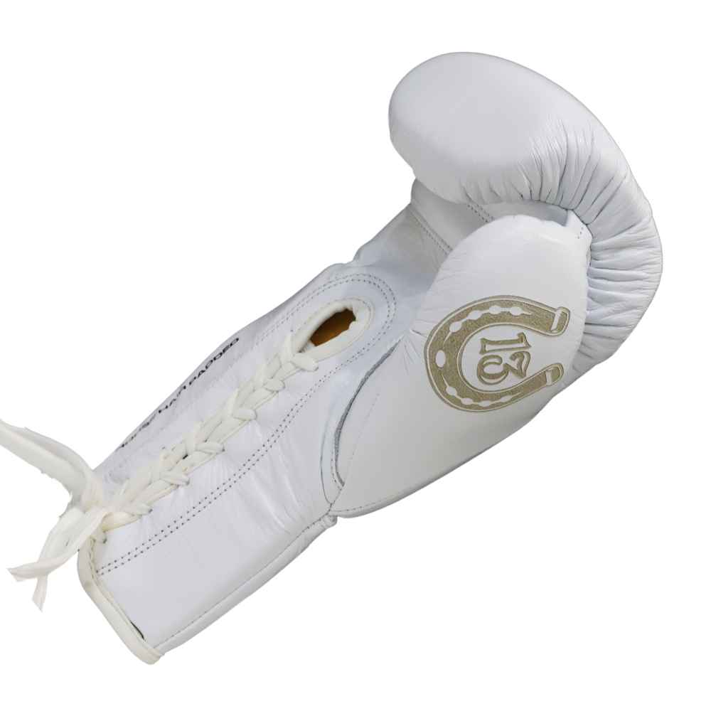 Mexican Lucky 13 White Lace up Boxing Gloves (8554631168296)