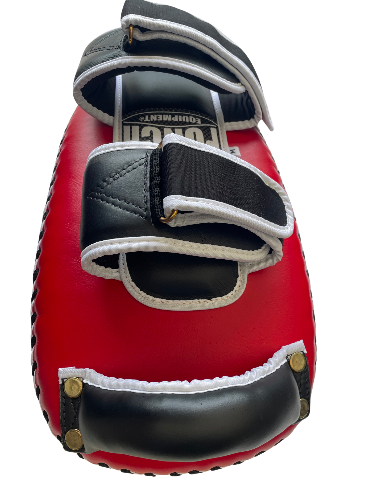 THAI PAD - Siam™ - LEATHER - CURVED - DOUBLE STRAP - RED/WHITE