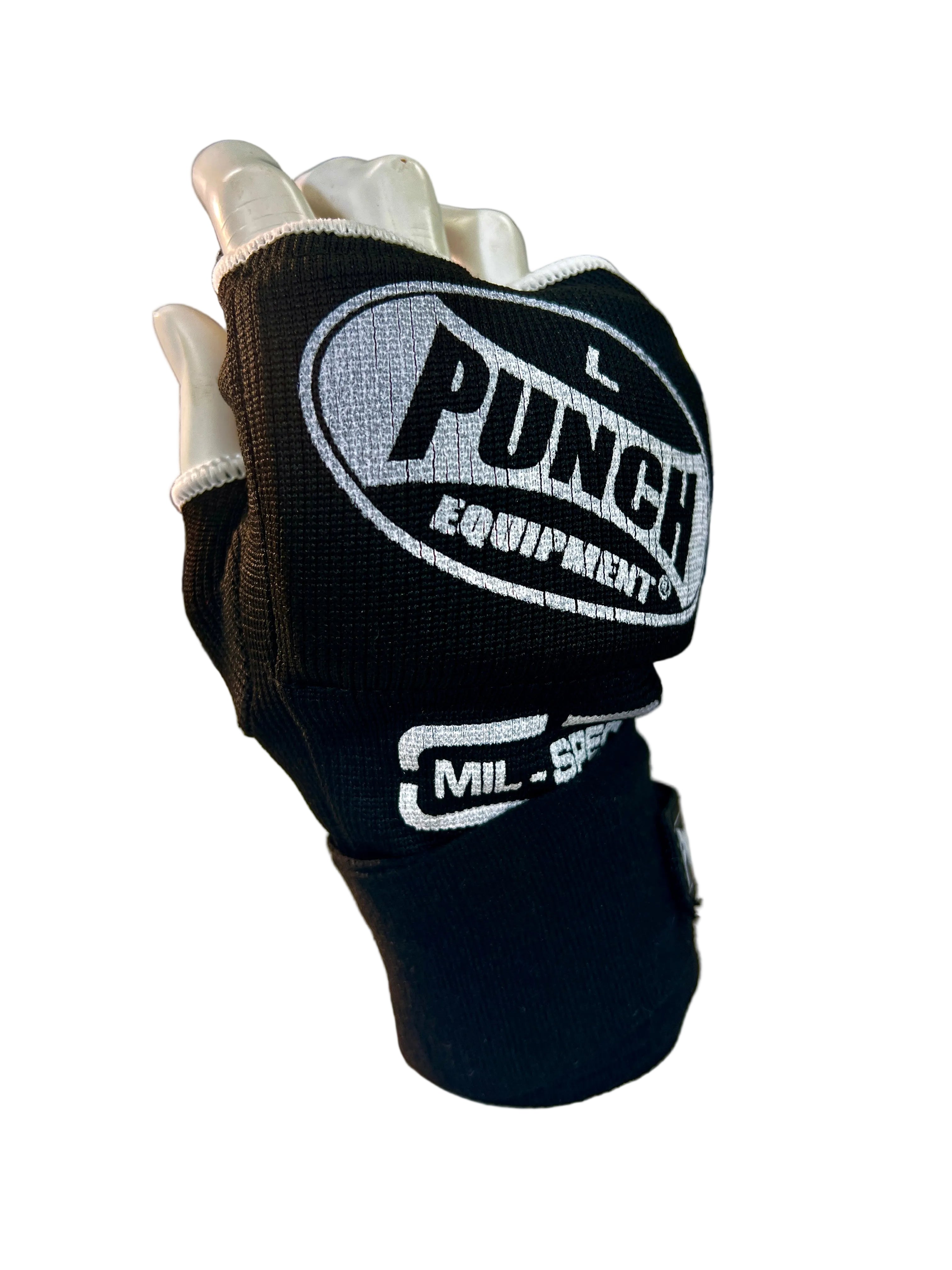 A Black quick wrap, fingerless covering that allows you to protect knuckles and wrist without having to 'wrap'!