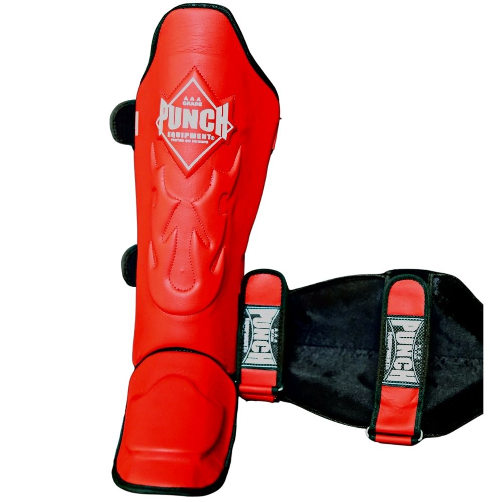 Punch Round Kids NoFear Kickboxing Shin Guards Black White