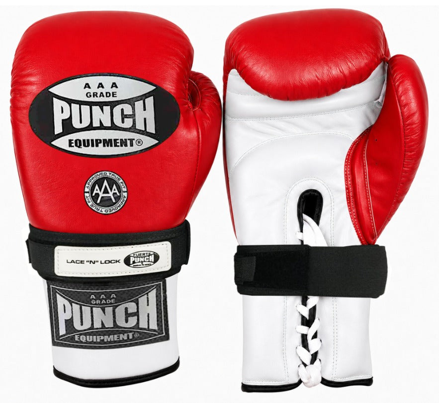 BOXING GLOVES - Competition - LACE & LOCK - RED - 10oz