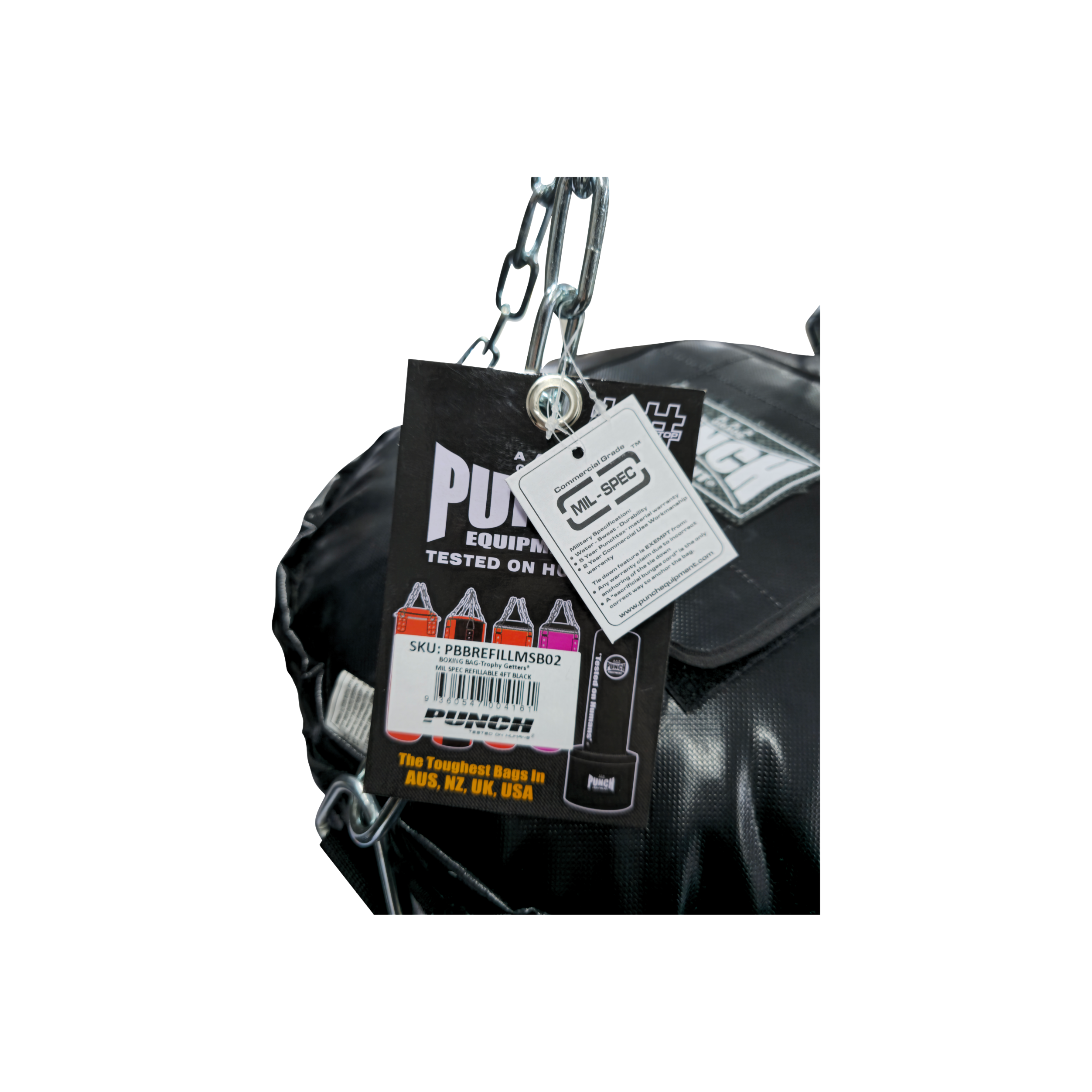BOXING BAG - Trophy Getters® MIL SPEC®  - REFILLABLE - 5FT - BLACK