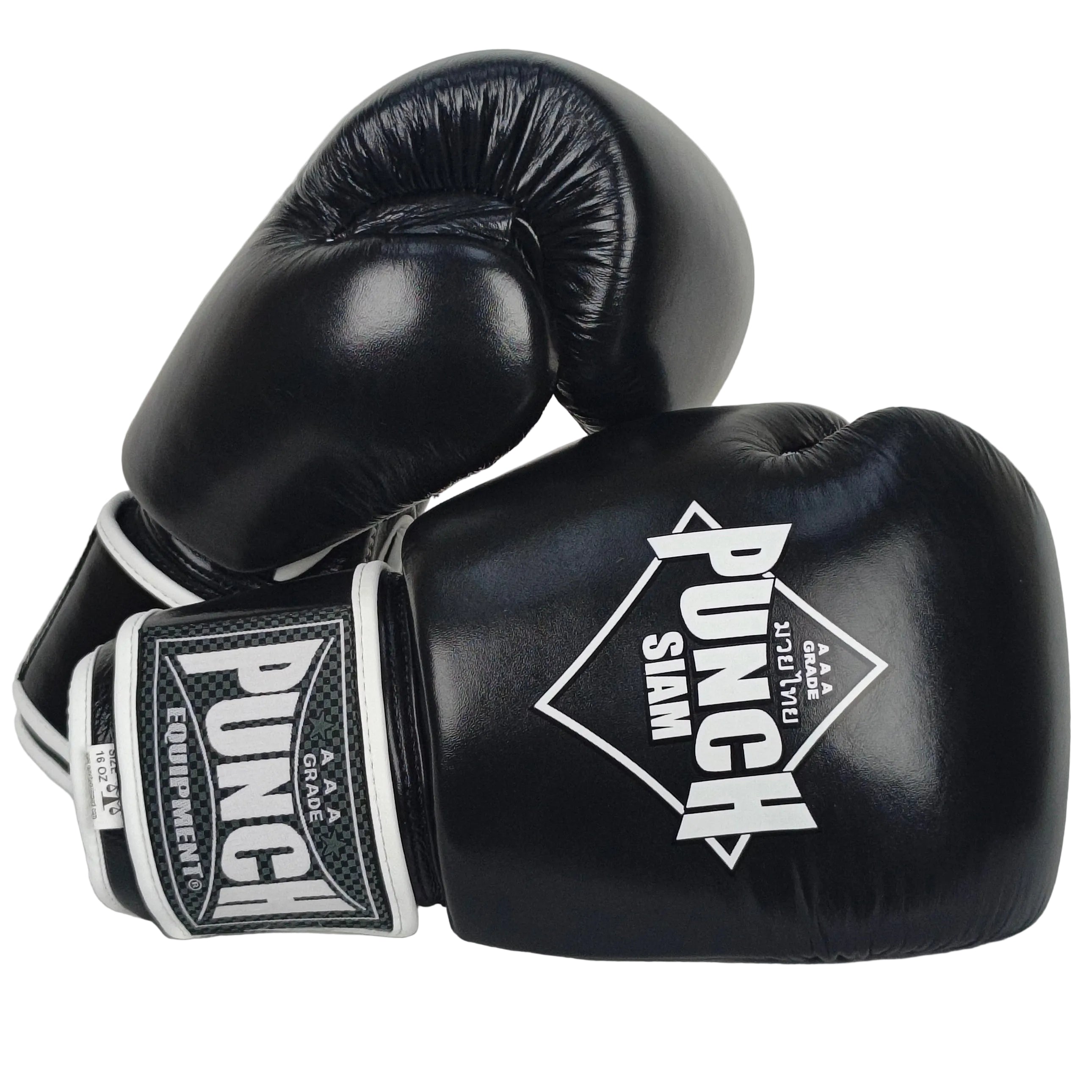 BOXING GLOVES - Siam™ - LEATHER - BLACK - 16OZ