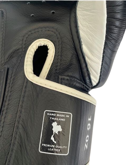 BOXING GLOVES - Siam™ - LEATHER - BLACK - 16OZ