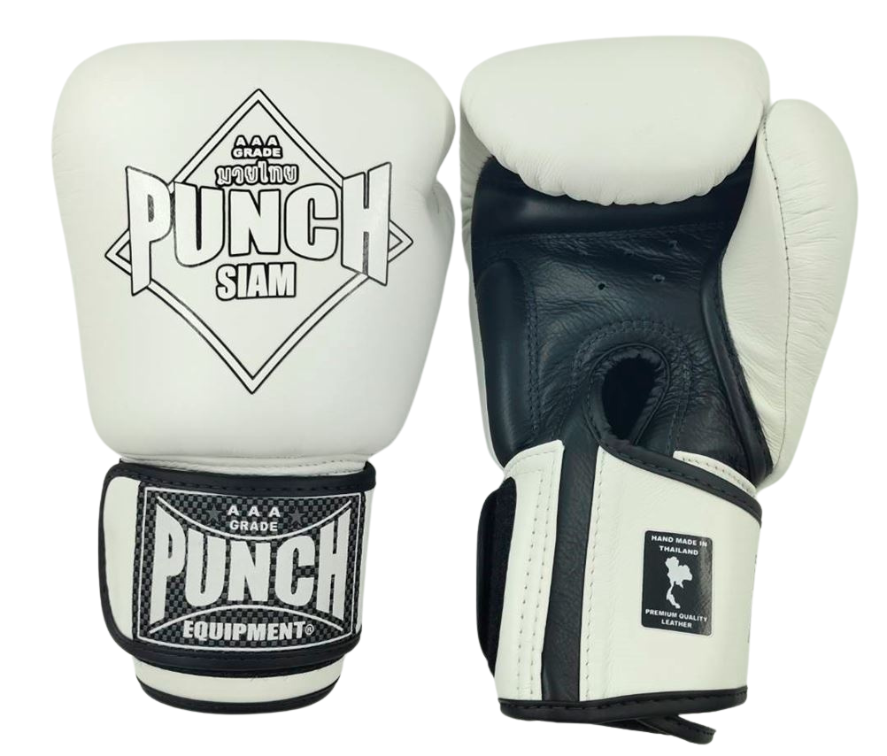 BOXING GLOVES - Siam™ - LEATHER - WHITE - 16OZ