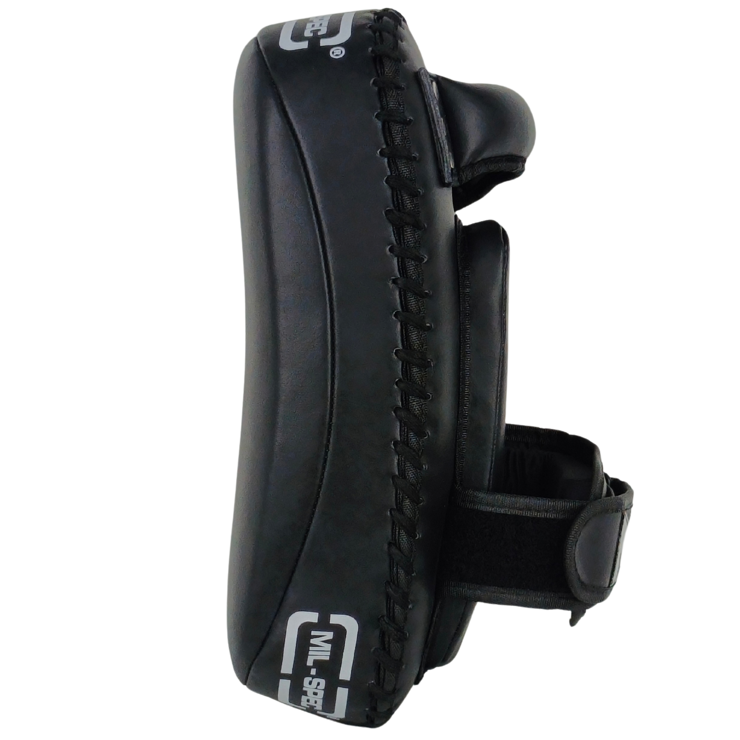 Black MMA sparring pad shown from the side against a plain white background.