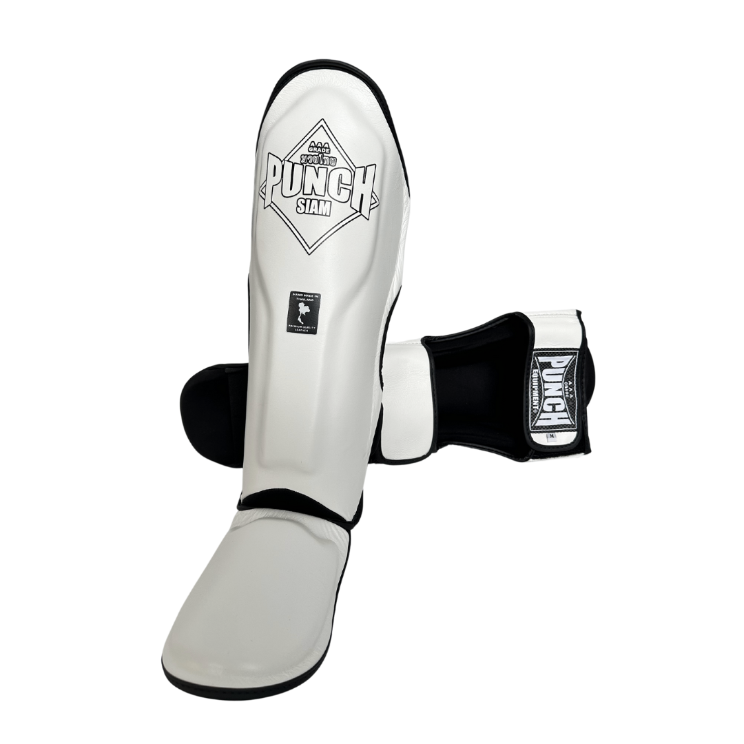 SHIN PADS - Siam™ - LEATHER - WHITE