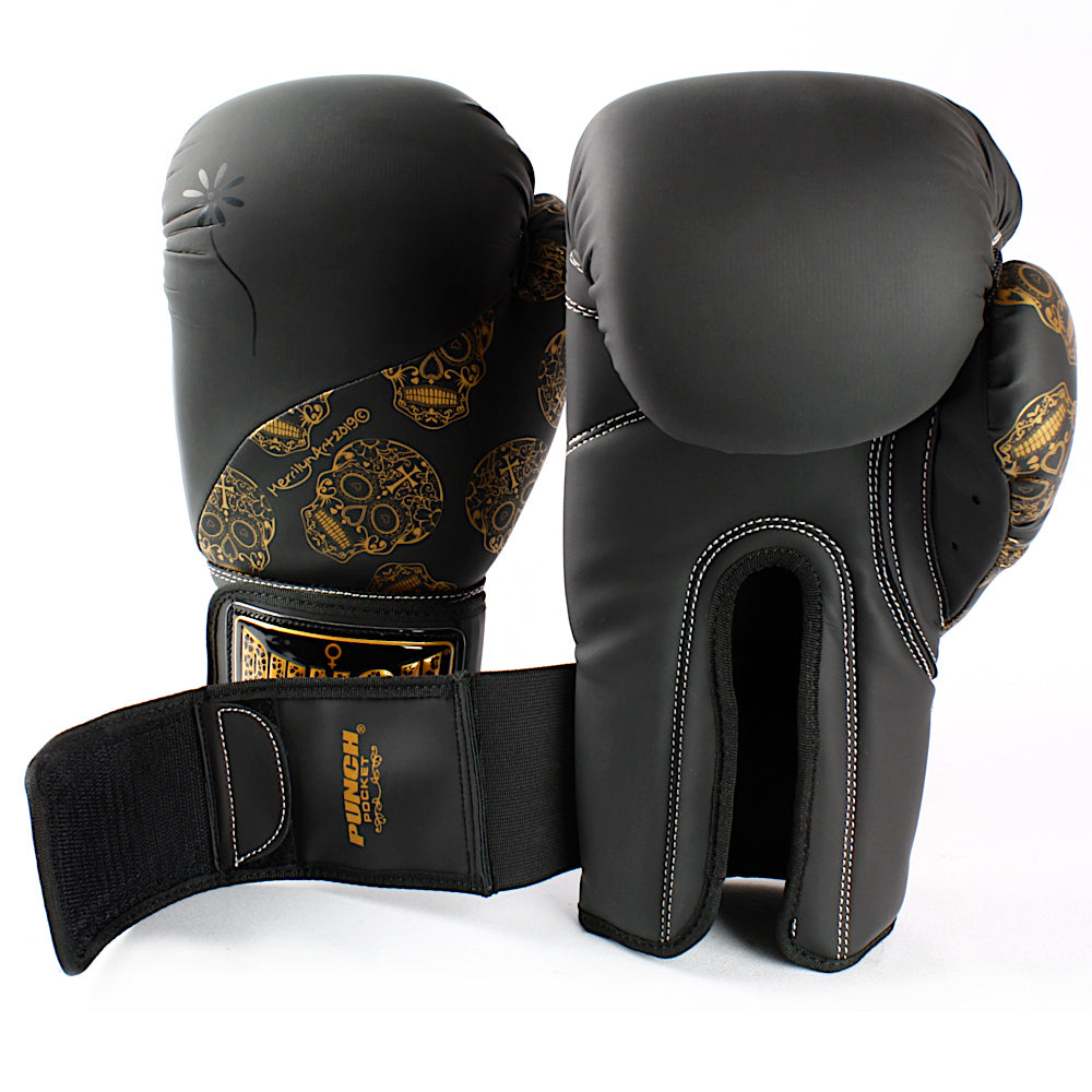 gold skulls boxing gloves