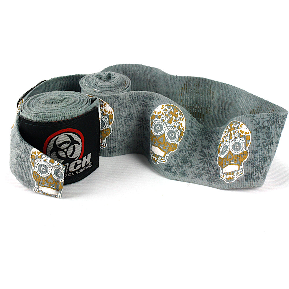 HAND WRAPS - Urban™ - 4.5m STRETCH - GOLD SKULL (8533115240744)